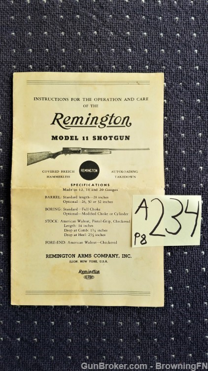 Orig Remington Model 11 Owners Instruction Manual-img-0