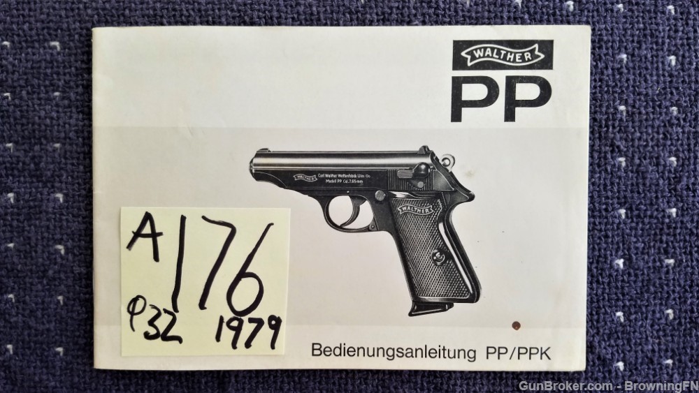 Orig Walther Model PP PPK Owners Manual 1979-img-0