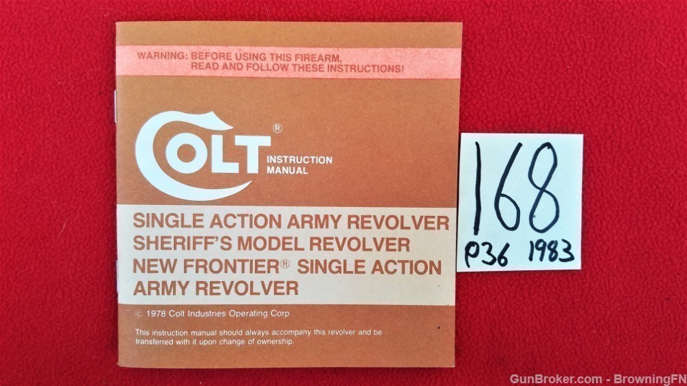 Original Colt New Frontier Single Action Owners Instruction Manual 1983-img-0