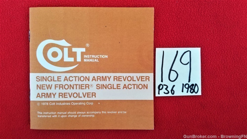 Original Colt New Frontier Single Action Owners Instruction Manual 1980-img-0