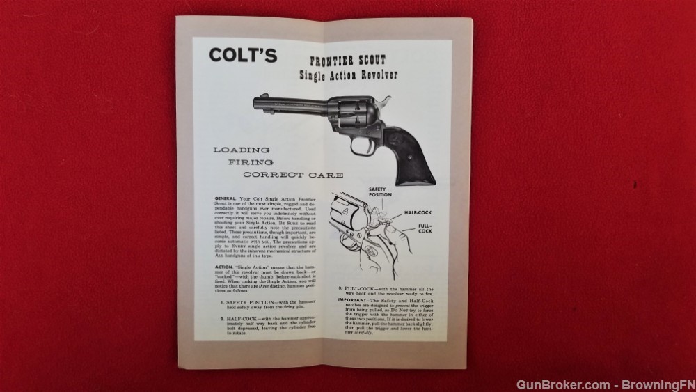 Original Colt Frontier Scout Owners Instruction Manual 1966-img-1