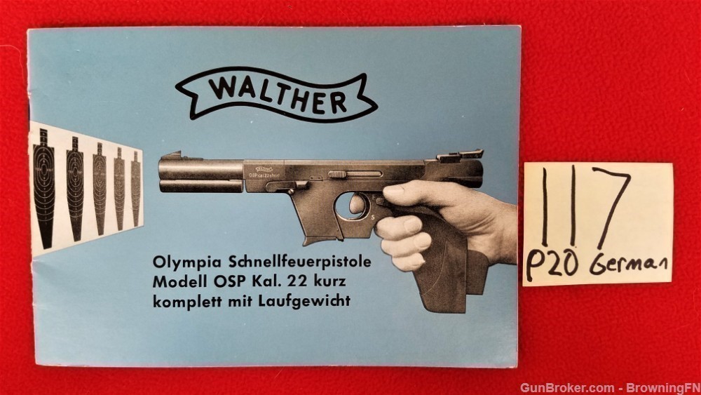 Original Walther Model OSP Owners Instruction Manual German-img-0