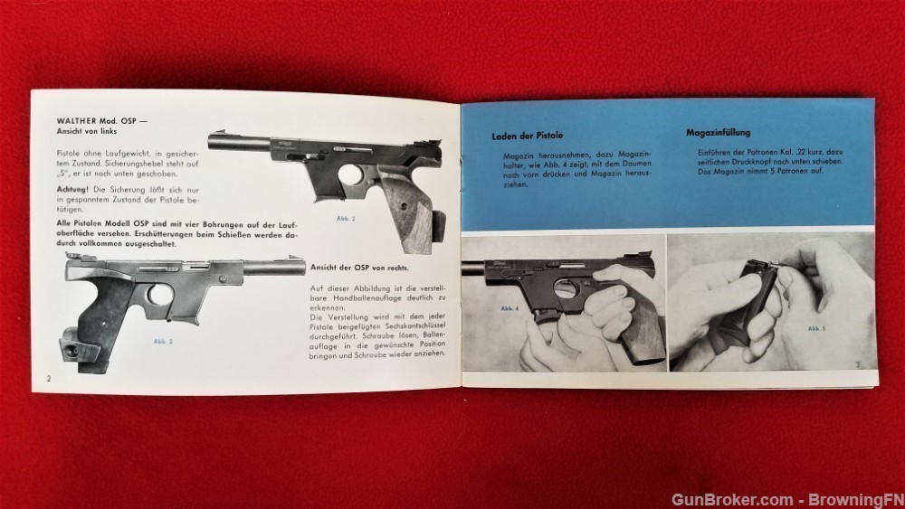 Original Walther Model OSP Owners Instruction Manual German-img-1