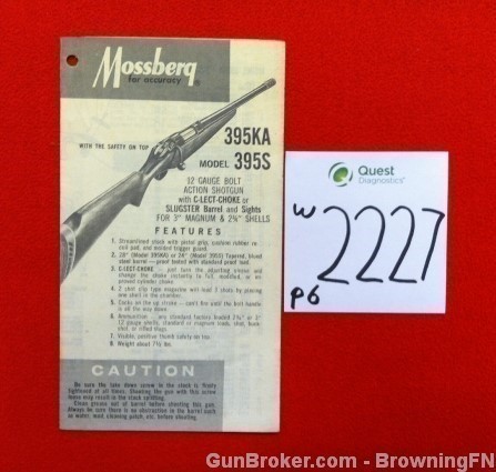 Orig Mossberg Model 395KA 395S Owners Instruction Manual-img-0