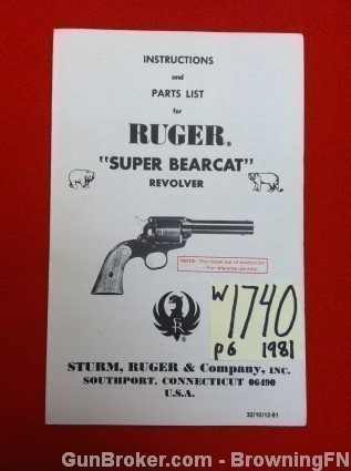 Orig Ruger Super Bearcat Owners Instruction Manual 1981-img-0