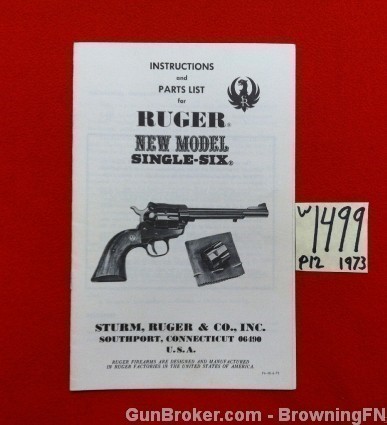 Orig Ruger New Model Single-Six Owners Instruction Manual-img-0