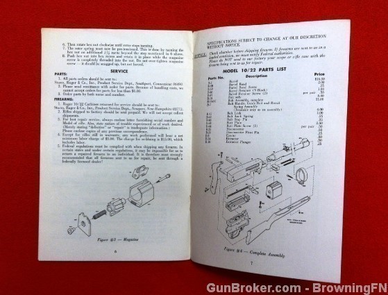 Orig Ruger Model 10 .22 Owners Instruction Manual 1974 22-img-1