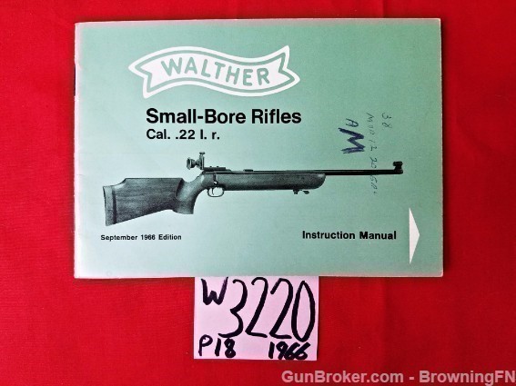 Orig Walther Small Bore Rifles Owners Manual 1966-img-0