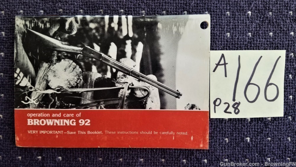 Orig Browning Model 92 Owners Manual-img-0