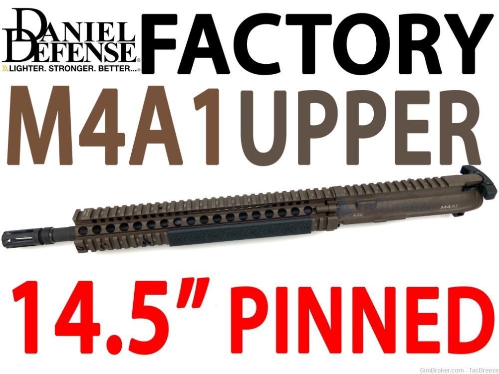 DANIEL DEFENSE M4A1 SOCOM FACTORY FDE M4A1 UPPER 14.5 PINNED Mil spec plus-img-0