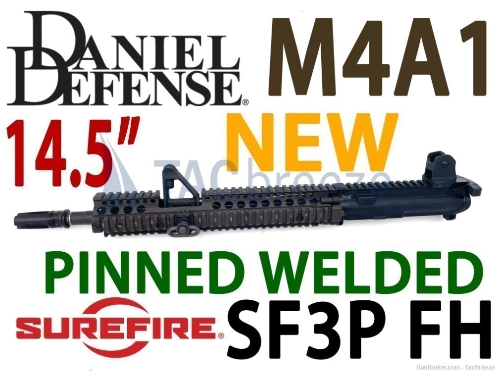 DANIEL DEFENSE M4A1 SOCOM FACTORY FDE M4A1 UPPER 14.5 PINNED SUREFIRE SOCOM-img-0