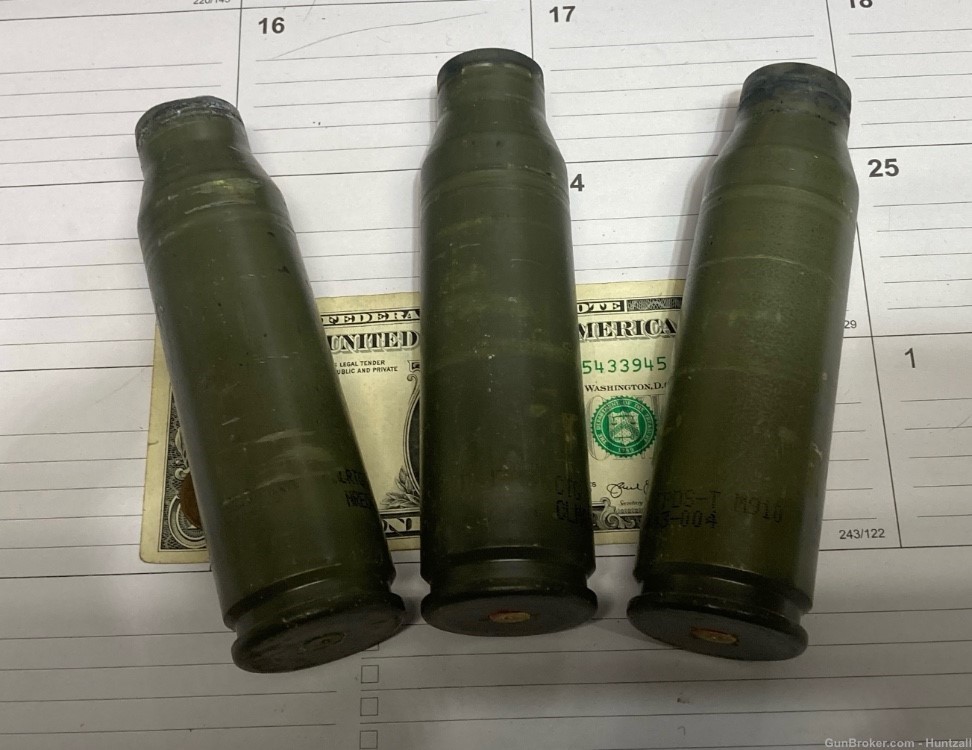 3 used 25mm Bushmaster Shells Empty Cases LAV-25 free shipping-img-0