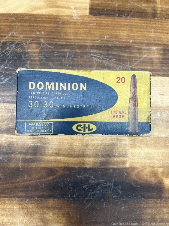 Dominion 30-30 Vintage Box Once Fired Correct Brass-img-0