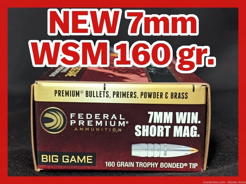 New in box Federal Premium 7mm WSM Trophy Bonded Tip 160 gr. Big Game ammo-img-0