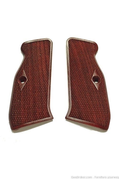Rosewood Checkered CZ-75 Grips-img-0