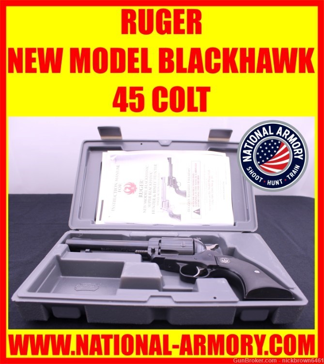 RUGER NEW MODEL BLACKHAWK 45 COLT 5.5” BARREL W/ FACTORY BOX AND PAPERS-img-0