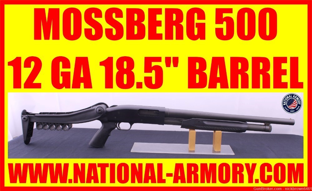 MOSSBERG 500 12 GA 18.5” BARREL FOLDING STOCK 2 ¾” & 3” CHAMBER -img-0