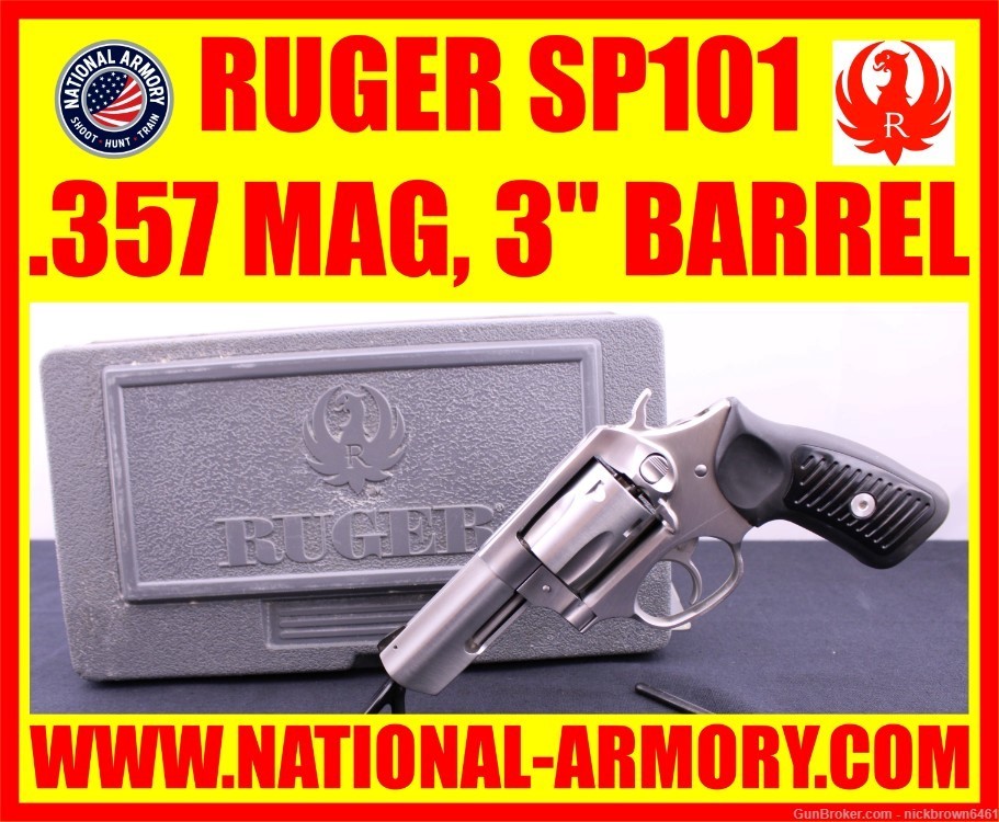 RUGER SP101 357 MAG 5 SHOT 3” BARREL W/ FACTORY HARD CASE -img-0