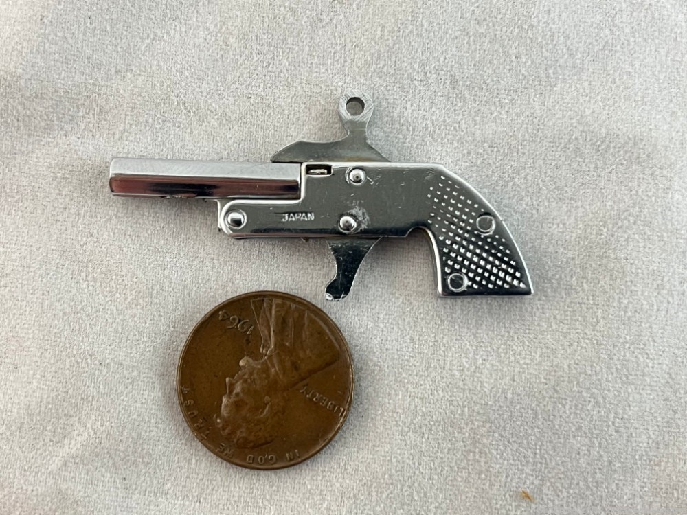 Vintage Little Atom Nickel Tone 2mm Pinfire Pistol-img-2