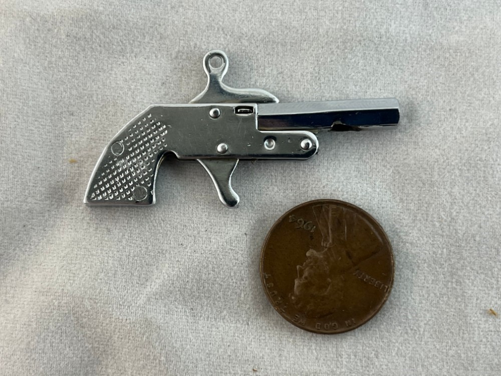 Vintage Little Atom Nickel Tone 2mm Pinfire Pistol-img-1
