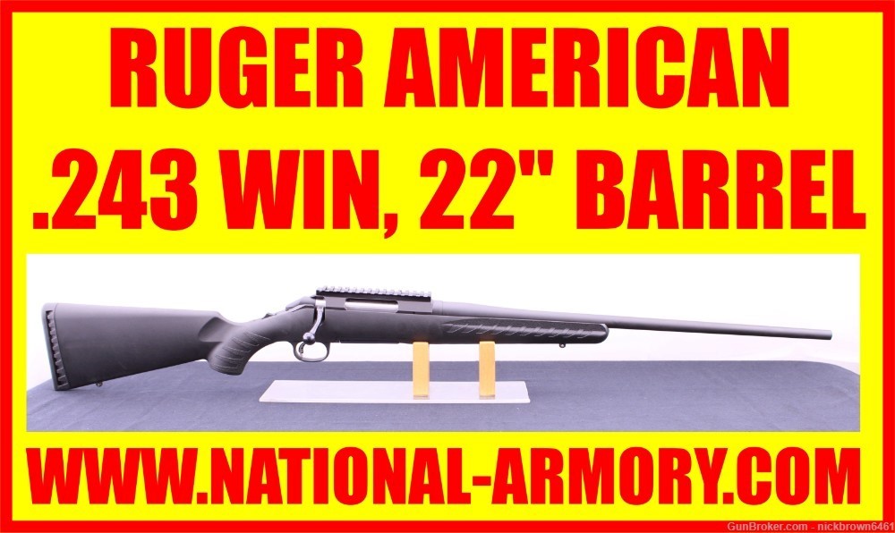 RUGER AMERICAN 243 WINCHESTER 22” BARREL INTEGRATED PIC RAIL -img-0