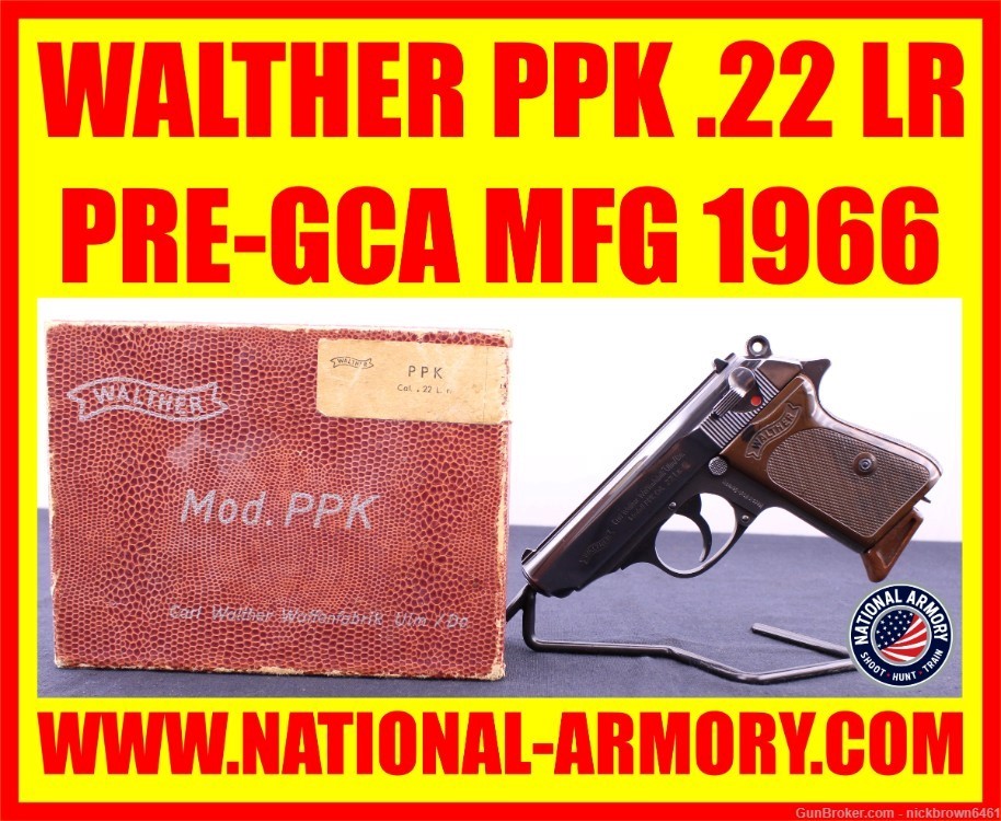1966 WALTHER PPK 22 LR 3.25” BARREL PRE GCA W/ FACTORY BOX -img-0