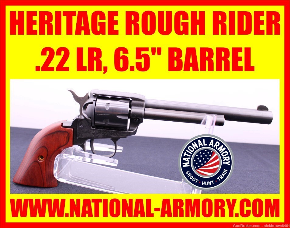HERITAGE ROUGH RIDER 22 LR 6.5” BARREL 9 SHOT COCOBOLO GRIPS-img-0