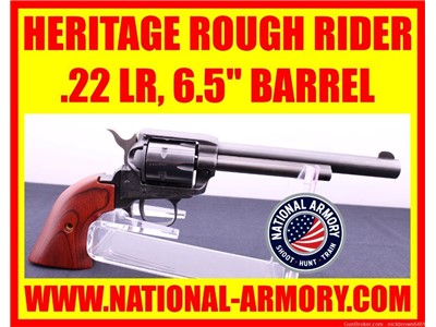 HERITAGE ROUGH RIDER 22 LR 6.5” BARREL 9 SHOT COCOBOLO GRIPS
