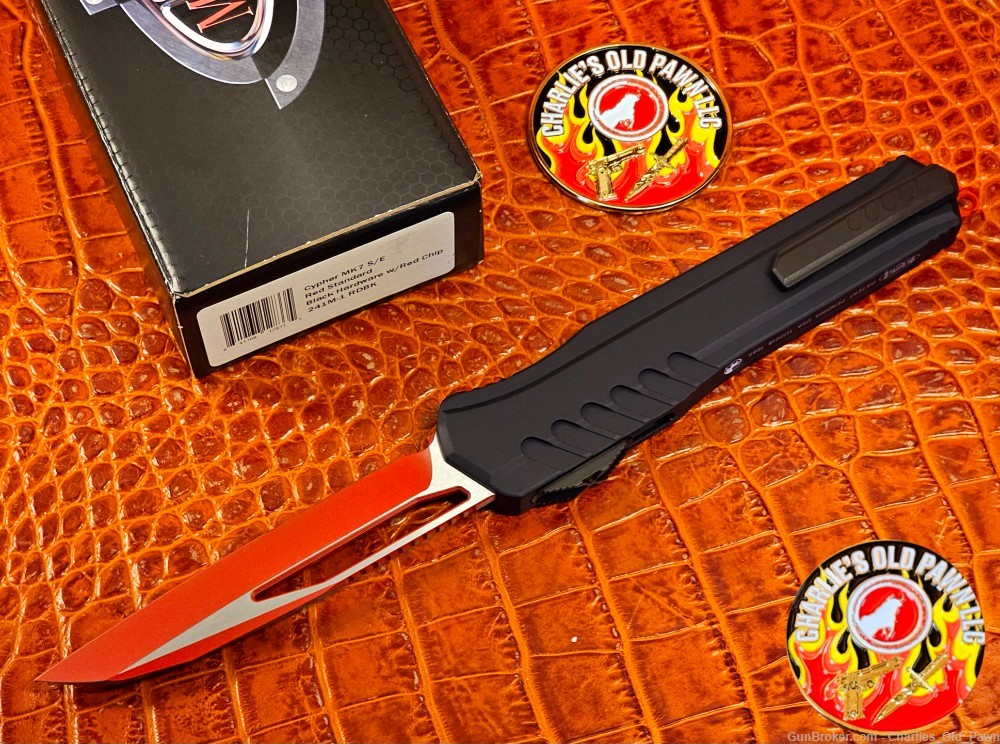 Microtech Cypher MK7 S/E Red Wharncliffe Standard Blade OTF Auto Knife-img-1