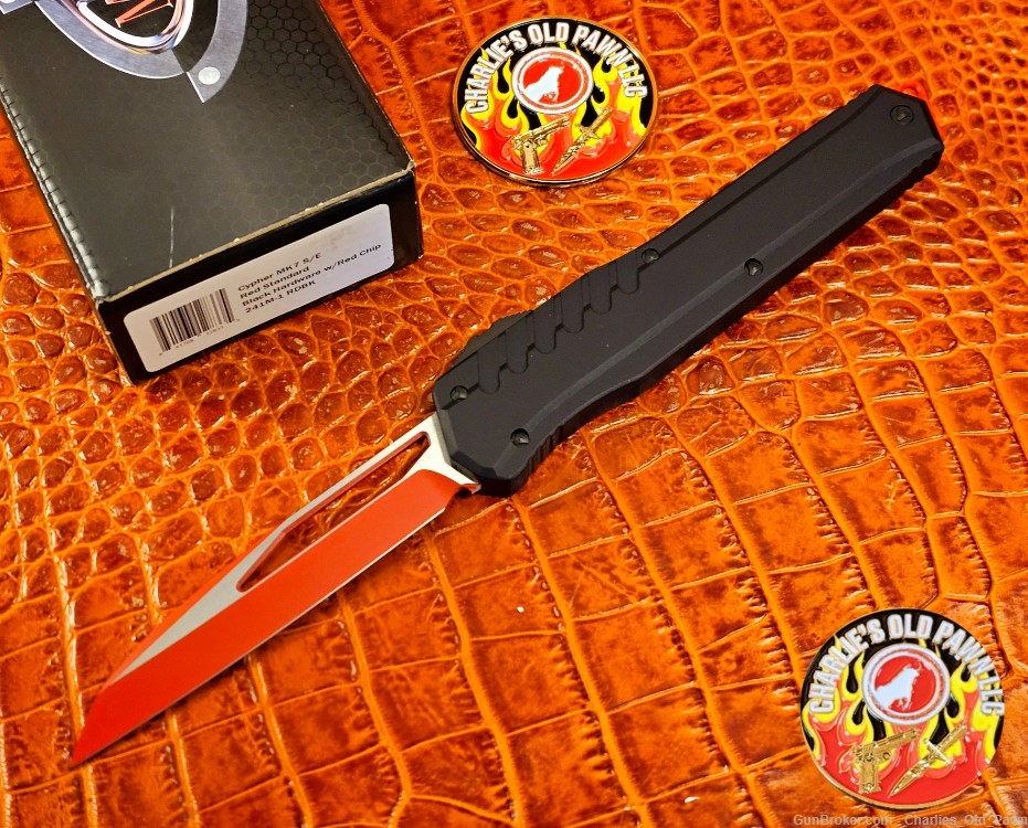 Microtech Cypher MK7 S/E Red Wharncliffe Standard Blade OTF Auto Knife-img-0