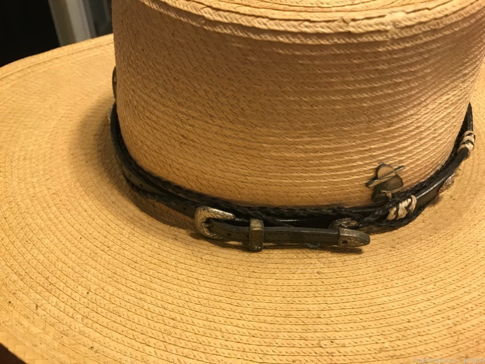 COWBOY HAT, straw with band and tie down-img-1
