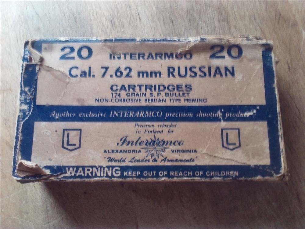Vintage Interarmco 7.62 mm Russian 174 gr.sp ammo-full box-img-0