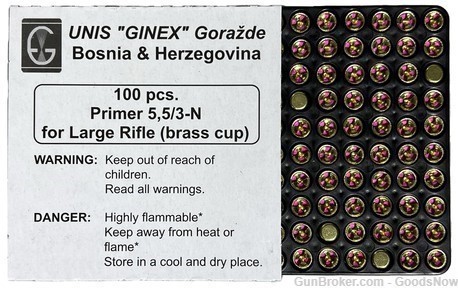 Unis Ginex Large Rifle Primers Trays 100 Rifle Large Primers Ginex Unis-img-0