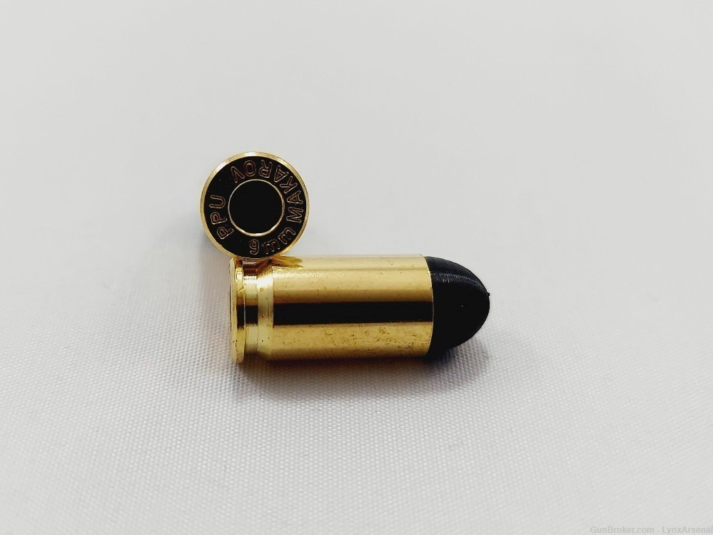 9mm Makarov Brass Snap caps / Dummy Training Rounds - Set of 10 - Black-img-1