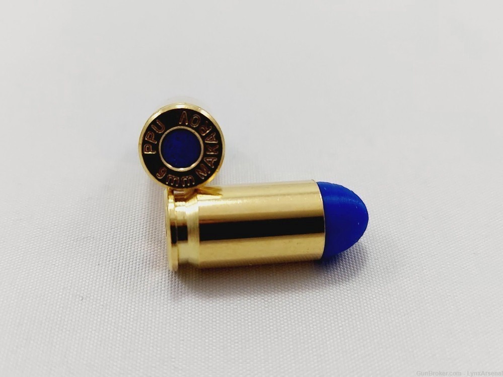 9mm Makarov Brass Snap caps / Dummy Training Rounds - Set of 10 - Blue-img-1