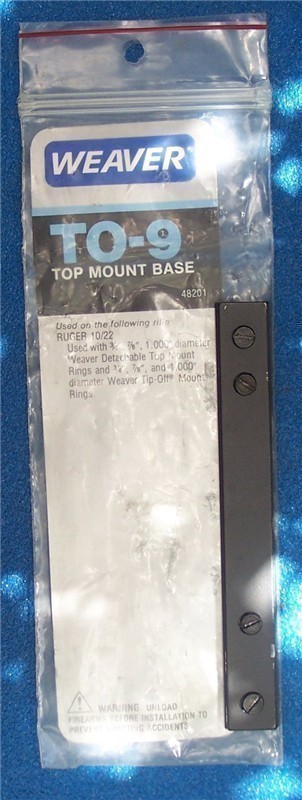 Weaver TO-9 top mount base for Ruger 10/22.-img-0