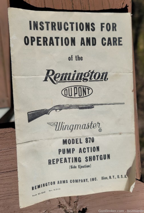 Original Remington 870 Wingmaster Manual-img-0