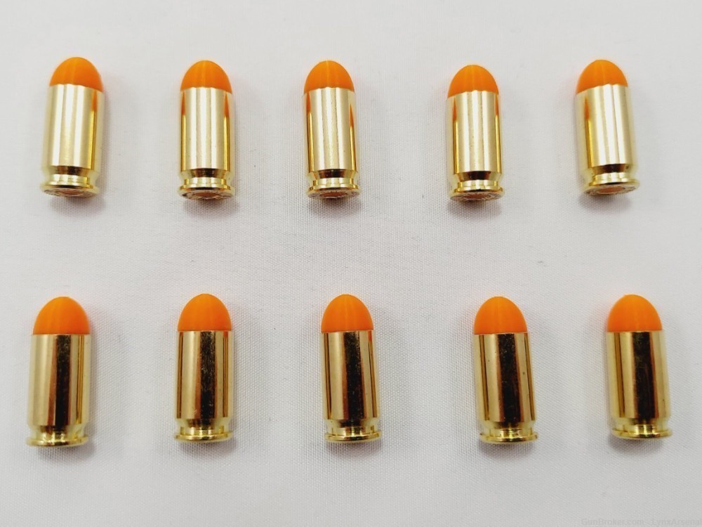 9mm Makarov Brass Snap caps / Dummy Training Rounds - Set of 10 - Orange-img-2