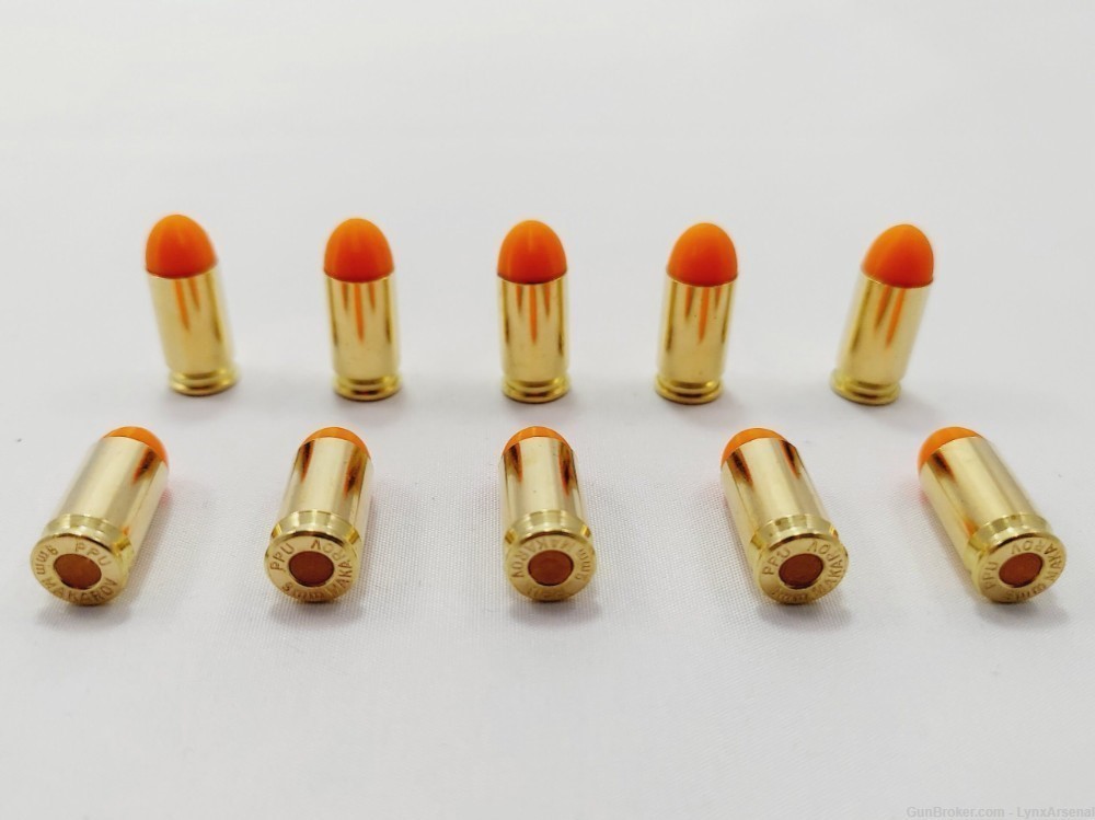 9mm Makarov Brass Snap caps / Dummy Training Rounds - Set of 10 - Orange-img-0