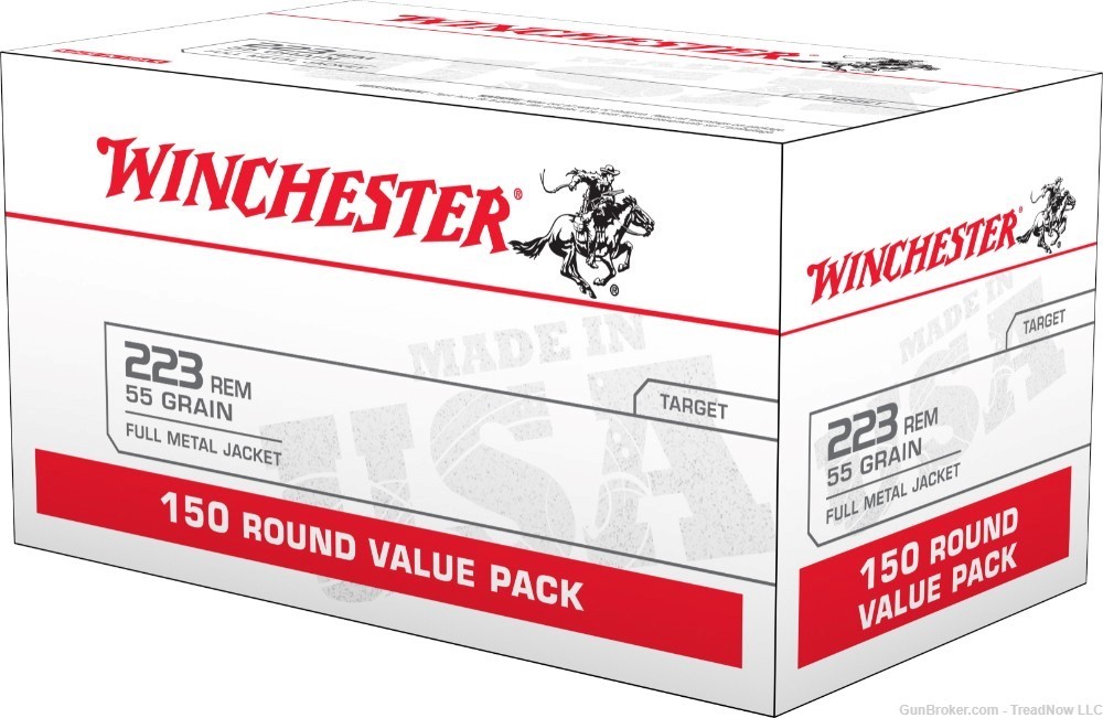 Winchester .223 Ammo 55gr FMJ ,W223150, 150 rounds-img-0