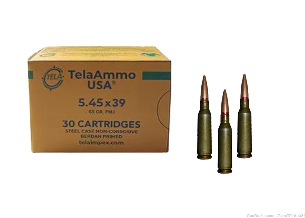 540 Rounds of TELAAMMO USA 5.45x39mm FMJ, NON-COROSIVE, 65GR, Steel Case.-img-1