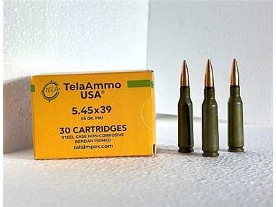 540 Rounds of TELAAMMO USA 5.45x39mm FMJ, NON-COROSIVE, 65GR, Steel Case.