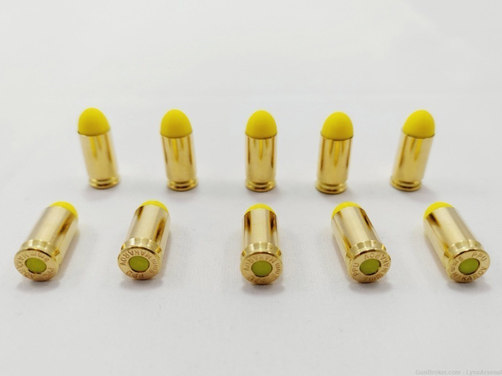 9mm Makarov Brass Snap caps / Dummy Training Rounds - Set of 10 - Yellow-img-0