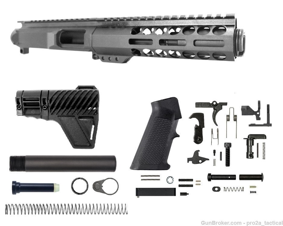 PRO2A TACTICAL 5 inch 9mm AR-15 Pistol Caliber Upper w/Can Complete Kit-img-0