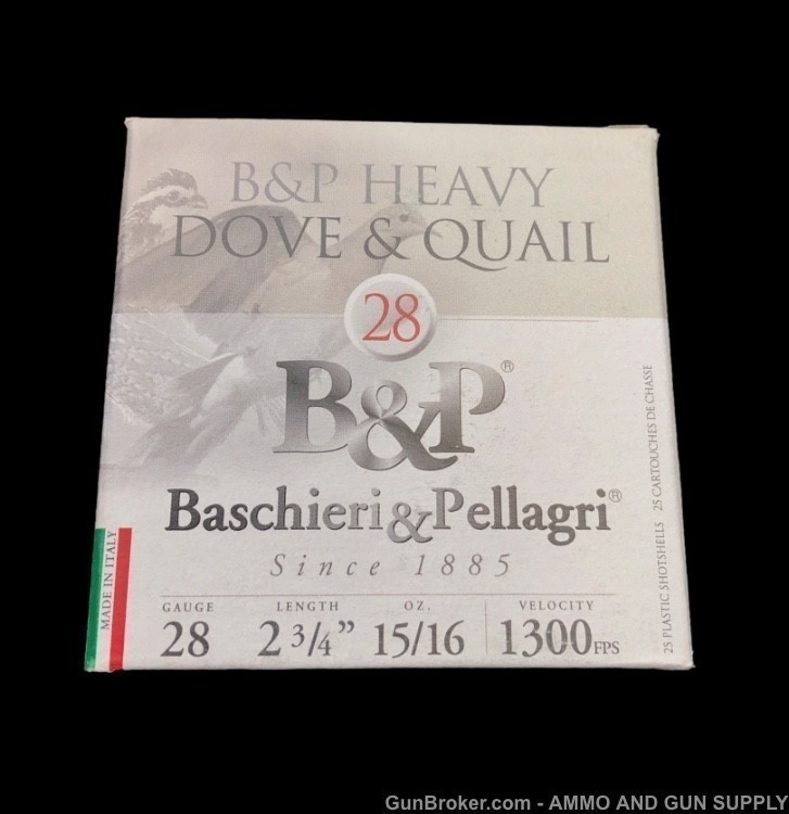  BASCHIERI & PELLAGRI 250 ROUNDS 28GA B&P HEAVY DOVE & QUAIL 6 SHOT -img-5