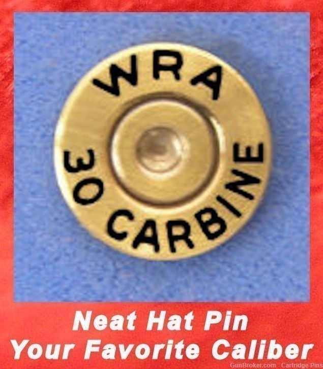 Winchester WRA  30 CARBINE  Cartridge Hat Pin  Tie Tac  Ammo Bullet-img-0
