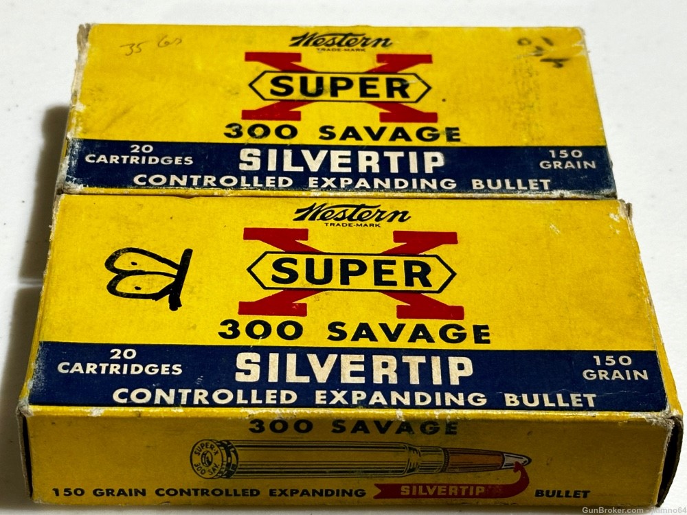 33 rounds of new old stock Western SUPER-X 300 Savage 150gr Silvertip ammo-img-0