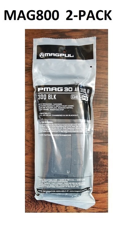Magpul (2-PACK) MAG800-BLK PMAG30 AR 300 BlackOut- GEN M3 - 2-Pack - NEW-img-1