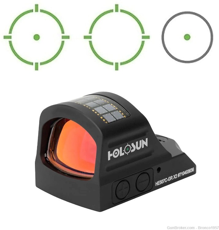 HOLOSUN HE507C-GR X2 Green Dot 2 MOA Dot & 32 MOA Clr Reflex Sight Open Box-img-0