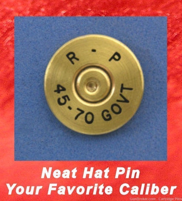 45-70 GOVT  Remington R-P Brass Cartridge Hat Pin, Tie Tac Ammo Bullet-img-0